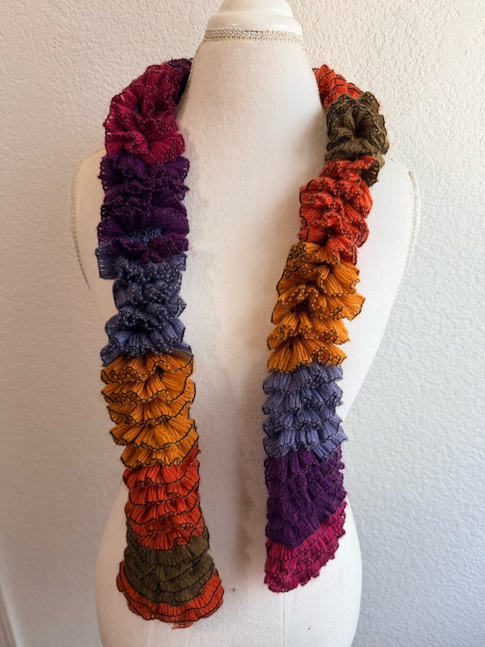 Y2K Multicolor Ruffle Scarf Womens Fashion Accessory Fall